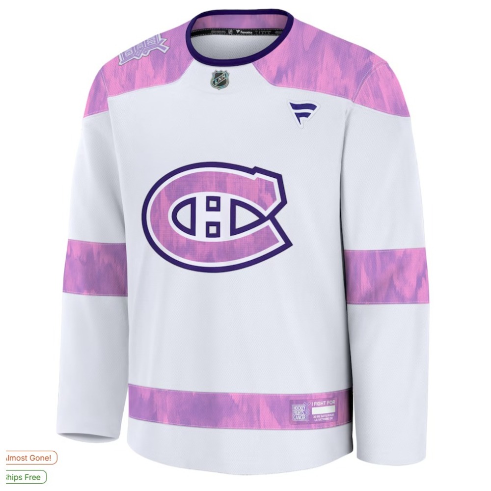 Montreal Canadiens NHL 2024 Hockey Fights Cancer Jersey Men's Large Pink White